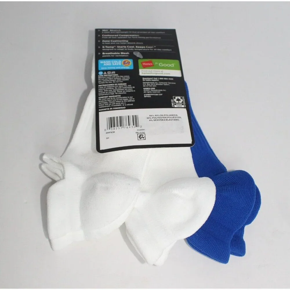 Hanes Premium Men's Socks Heel Shield Performance Fit X-Temp 3-Pr Size 6-12 Blue